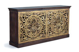 GINER Y COLOMER Buffet en bois de manguier sculpté et feuilles d'or